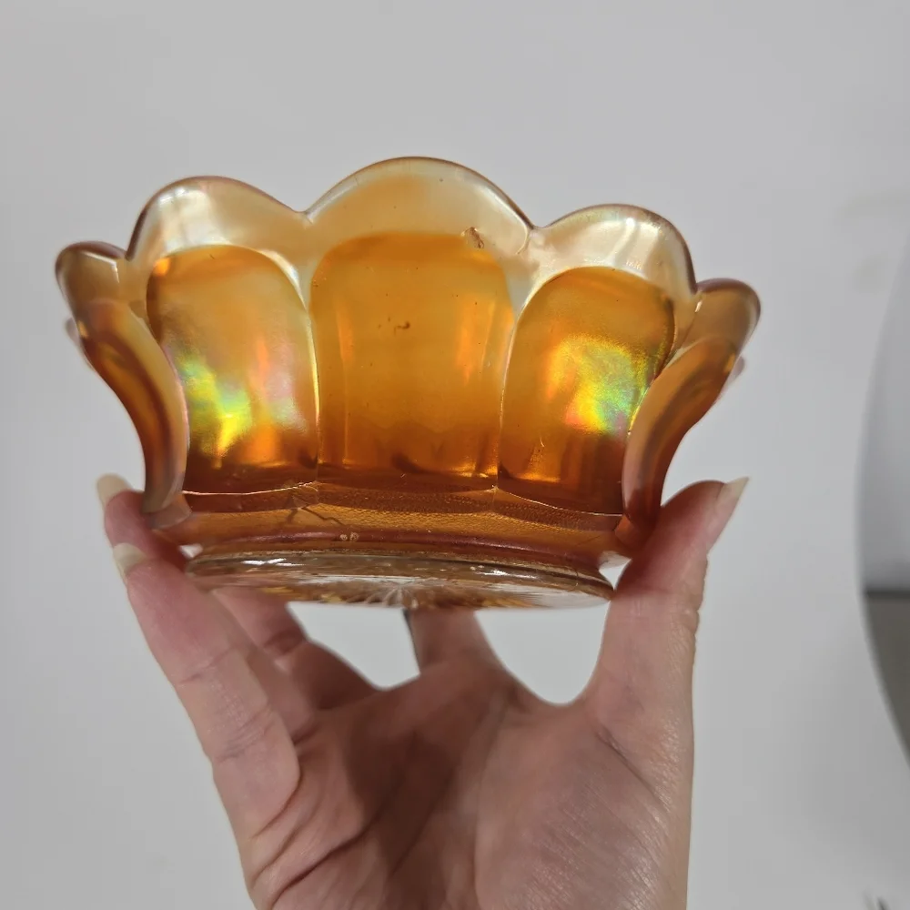 Antique Imperial Heavy Grape Marigold Carnival Glass‎ Bowl Antique Catchall Dish